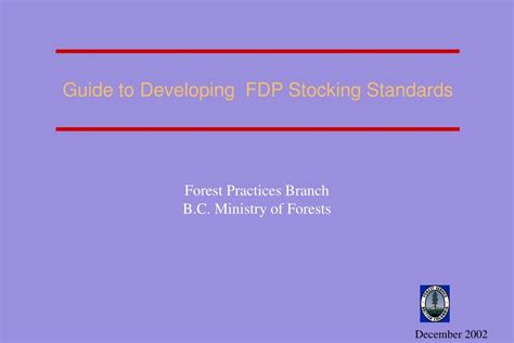 reference guide for fdp stocking standards